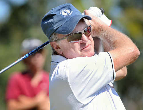 Former US PGA champion Wayne Grady tees off in the Fraser Coast Legends Classic tournament in Hervey Bay. Former US PGA champion Wayne Grady tees off in the Fraser Coast Legends Classic tournament in Hervey Bay.